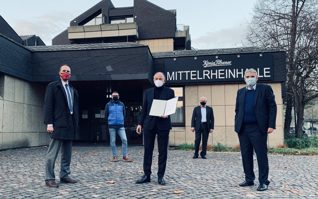 Hoch: „Gute Nachricht aus Mainz: 1,2 Millionen Euro für Sanierung Mittelrheinhalle